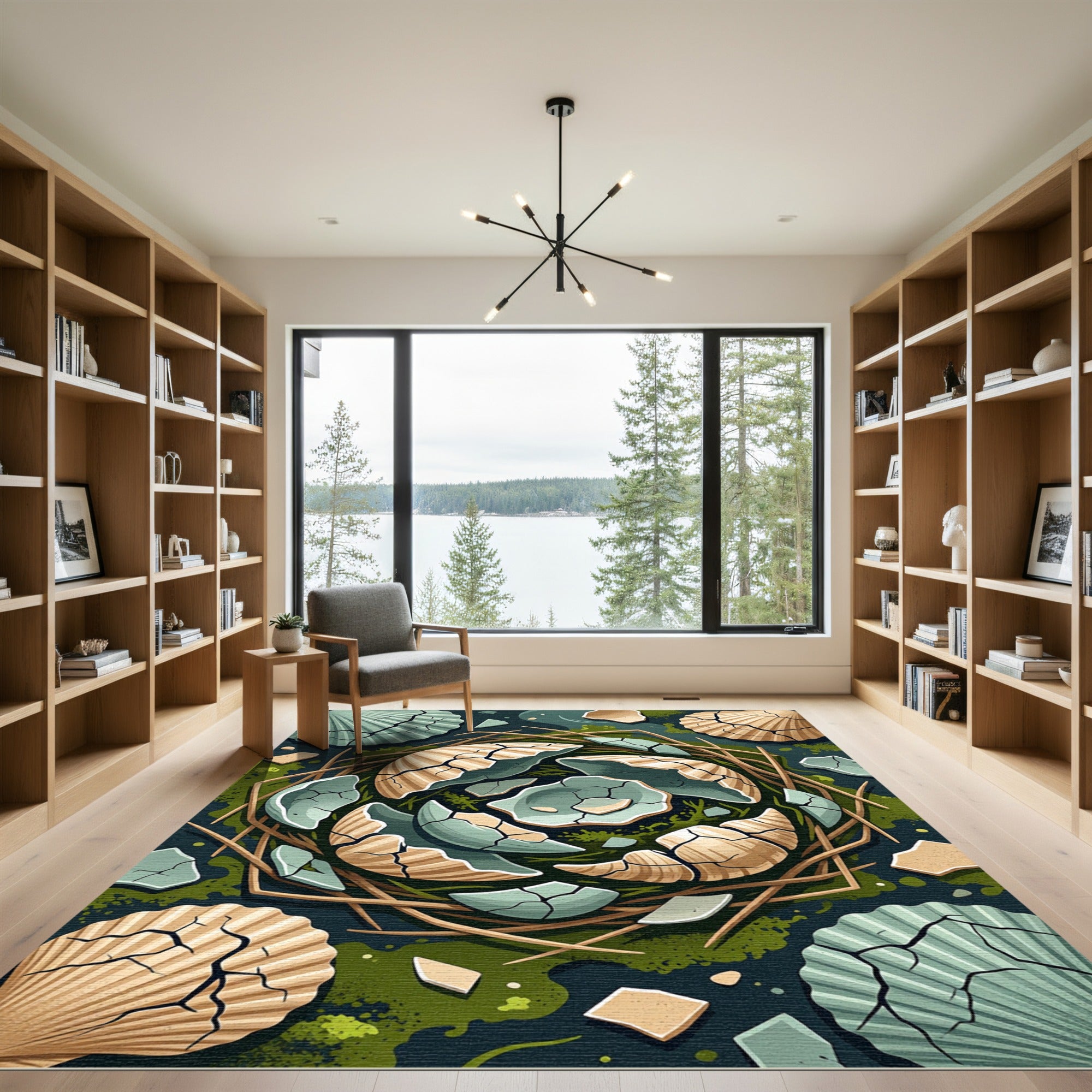 Cracked Shell Earthy Palette Nest Area Rug