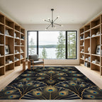 Art Deco Gold Peacock Feather Rug