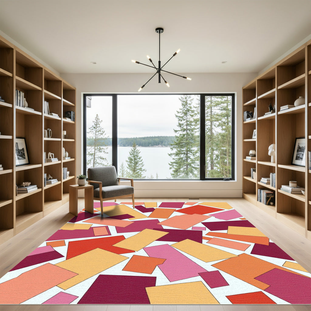 Vibrant Geometric Color Block Collage Rug