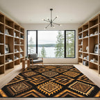 Earthy Amber Geometric Cross Diamond Rug