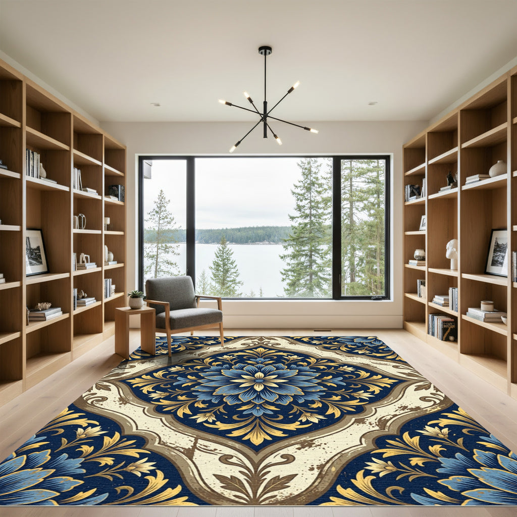 Azure Golden Chinoiserie Bloom Rug