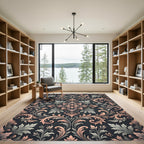 Elegant Dusty Rose Grey Damask Rug