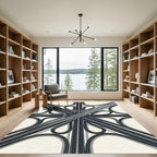 Modern Monochrome Abstract Highway Interchange Rug
