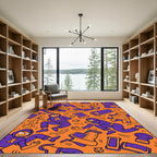 Vibrant Orange Purple Dancers Collage Rug
