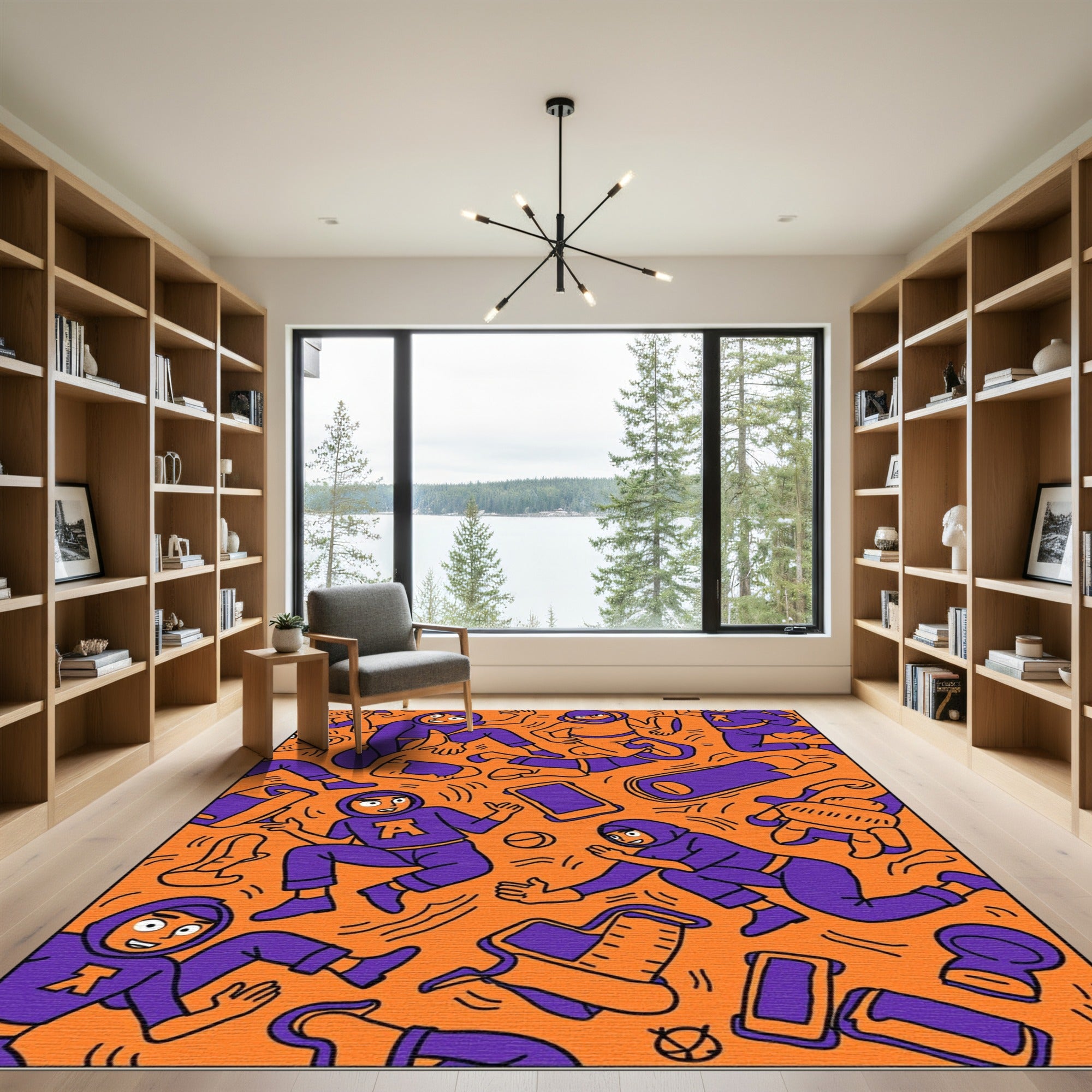 Vibrant Orange Purple Dancers Collage Rug