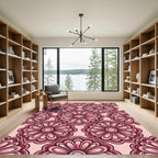 Blush Pink Retro Floral Symmetry Rug