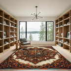 Ornate Copper Royal Crest Medallion Rug