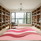 Abstract Wavy Layers in Soft Pink Rug
