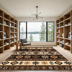 Earthy Brown Tribal Geometric Diamond Striped Rug