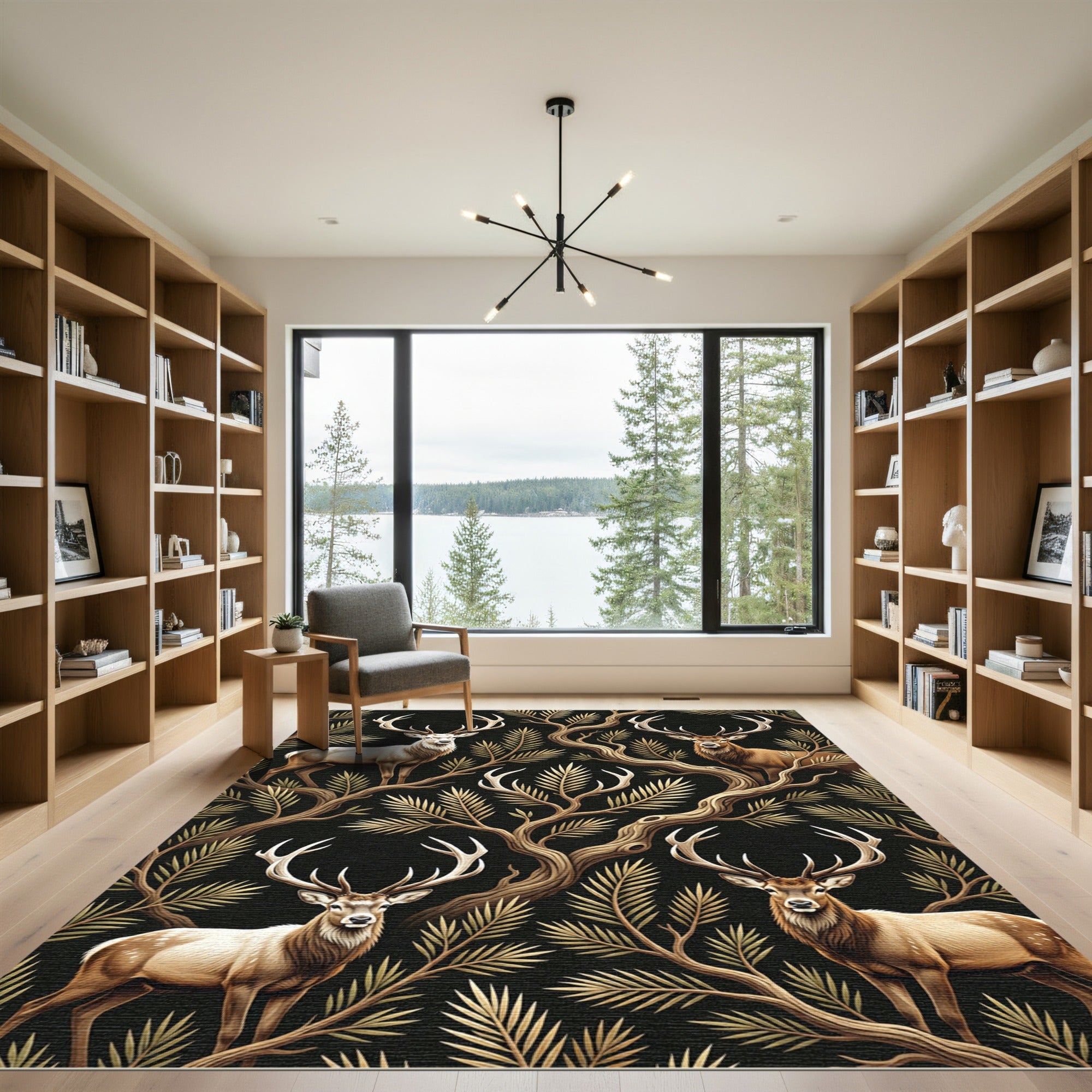 Majestic Deer Forest Botanical Radiance Rug