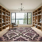 Vintage Purple Floral Heart Damask Rug