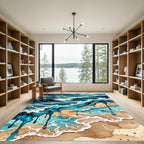 Earthy Abstract Ocean Wave Flow Rug