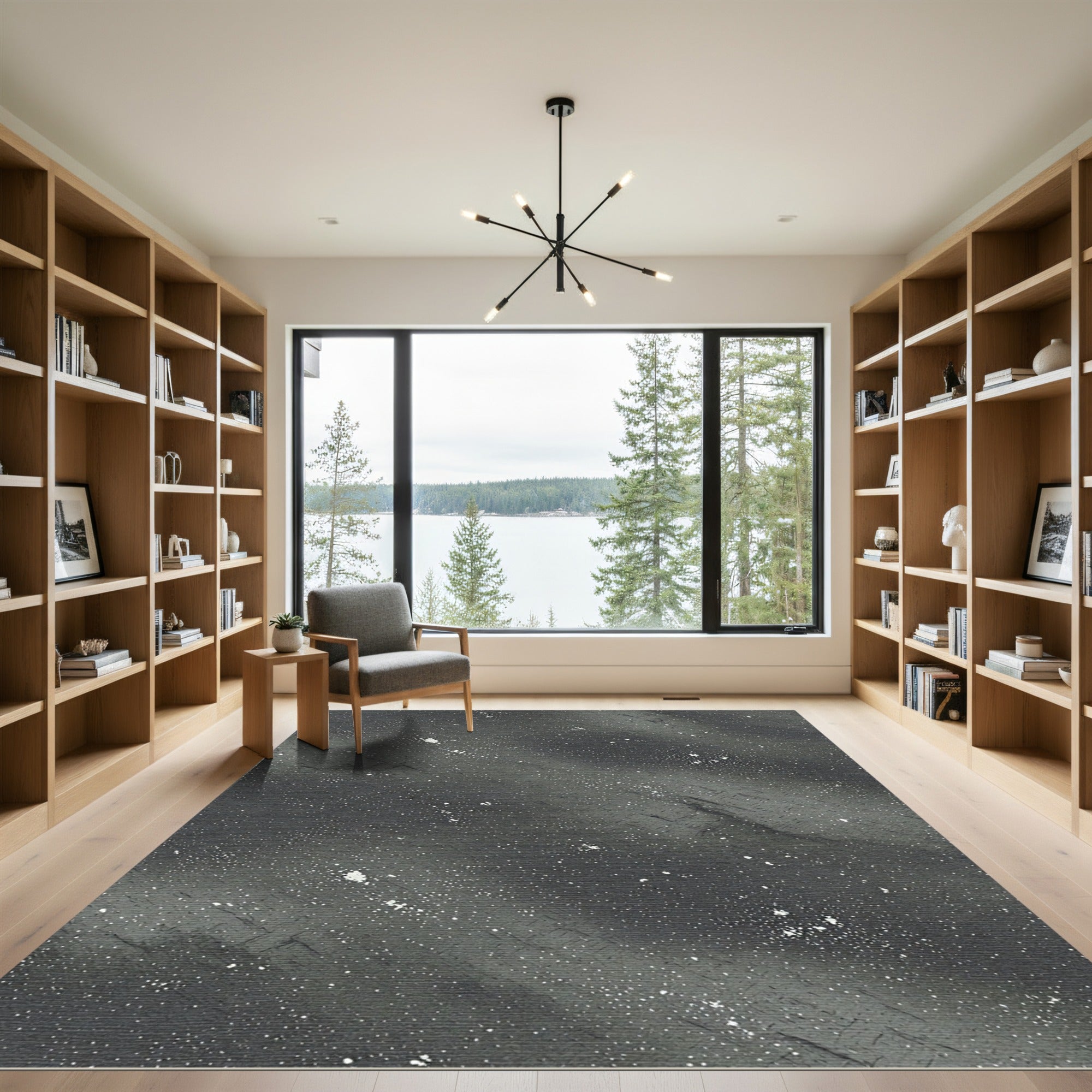 Dark Gray Stippled Galaxy Swirl Rug