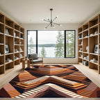Brown Terracotta Tiered Stair Geometry Rug