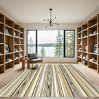 Neutral Earthy Toned Linear Woodgrain Rug