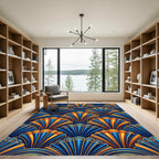 Art Deco Gold and Sapphire Fan Rug