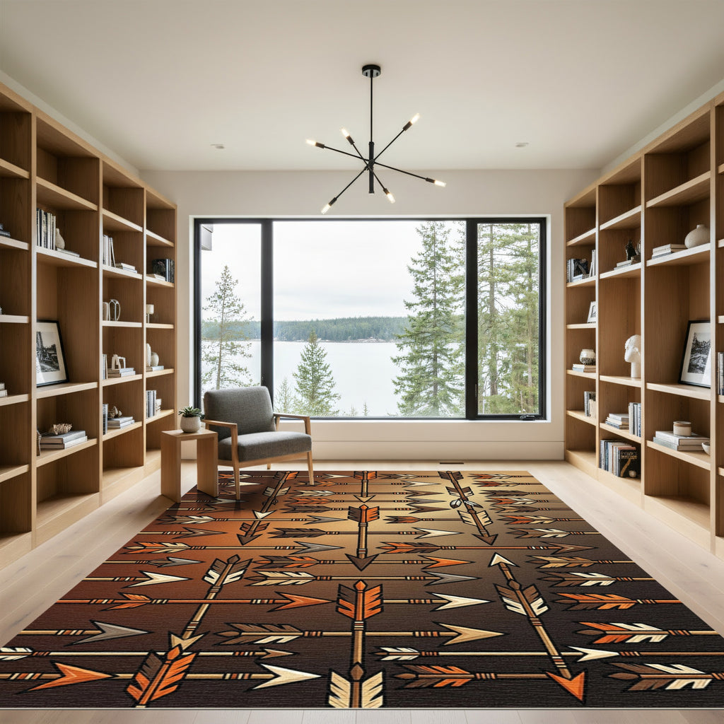 Earth Tone Geometric Arrow Mosaic Rug