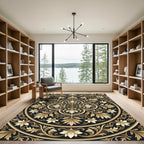 Golden Floral Medallion Centerpiece Rug