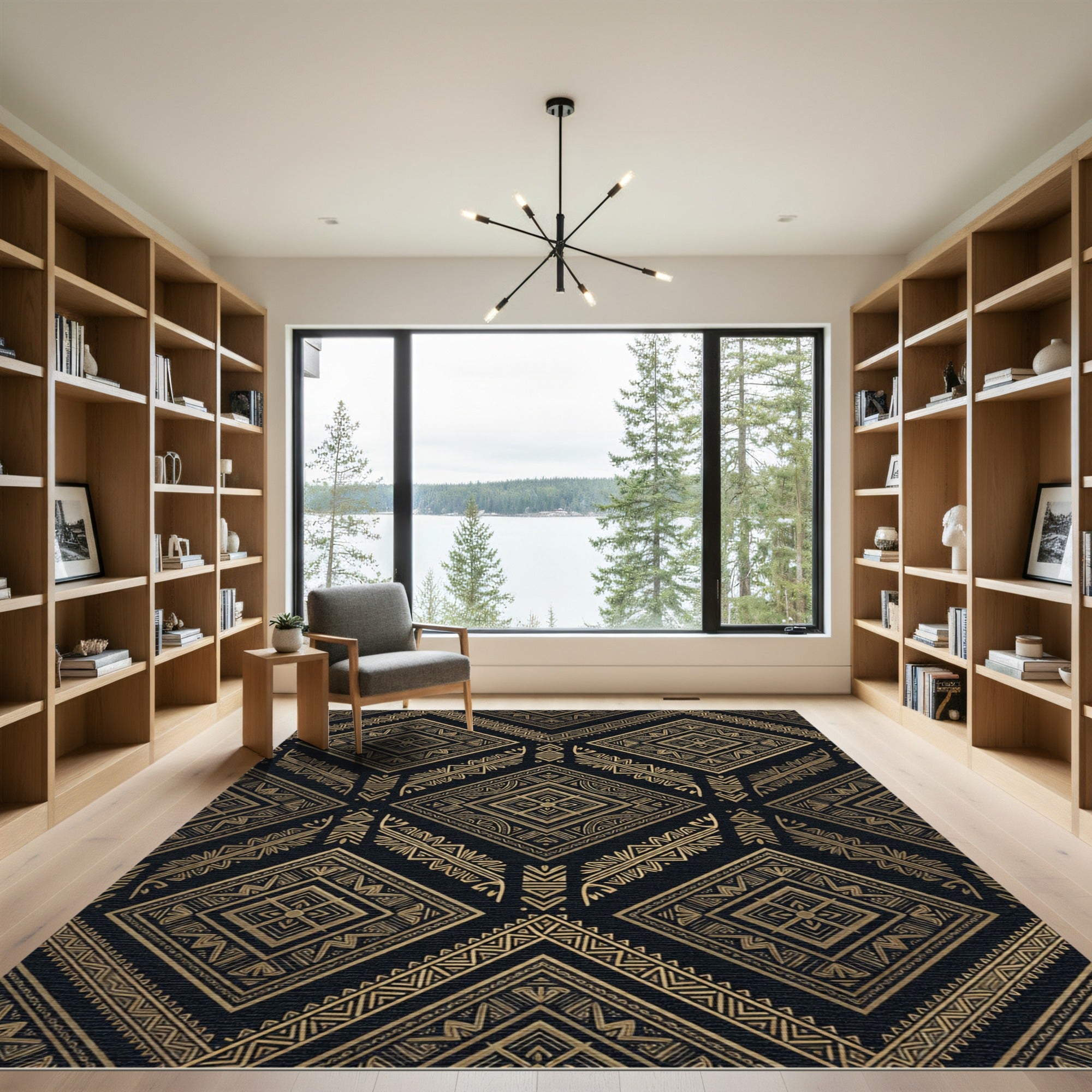 Gold Geometric Tribal Diamond Art Rug