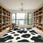 Modern Black and Cream Cow Hide Rug