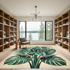 Lush Green Tropical Bird Paradise Rug