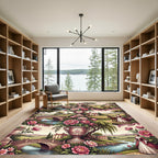 Vintage Pink Floral Landscape Vases Rug