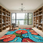 Vibrant Tropical Anthurium Floral Collage Rug