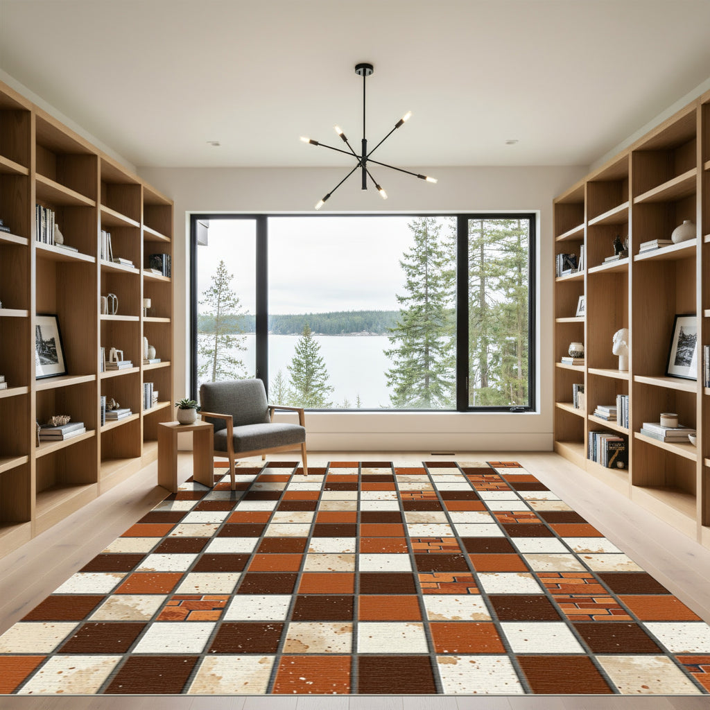 Rustic Brick Squares Tile Texture Rug