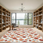 Terra Cotta Floral Blossom Spread Rug