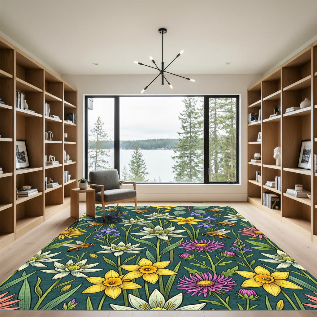 Busy Bee and Wildflower Meadow Rug