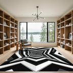 Monochrome Optical Geometric Tunnel Rug