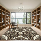 Antique Brown Acanthus Scrollwork Rug