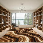 Golden Brown Swirl Marble Rug