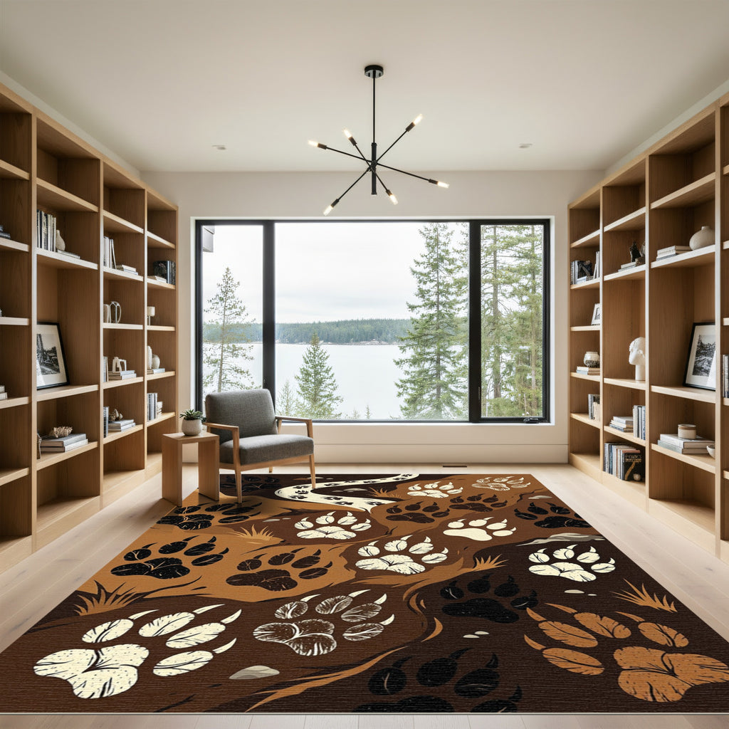Earthy Tonal Bear Paw Tracks Rug