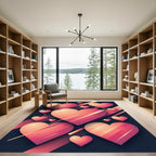 Coral Hearts Diagonal Stripe Composition Rug