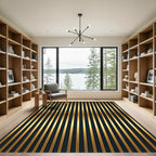 Modern Black Gold Vertical Stripe Rug