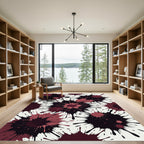 Bold Crimson Ink Splash Abstract Art Rug