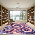 Abstract Lavender and Coral Swirls Rug