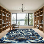 Midnight Navy Nordic Winter Wind Rug