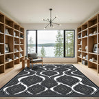 Dark Gray Ornate Paisley Drops Rug