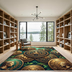 Antique Golden Roman Coin Medallion Rug