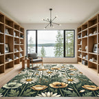 Botanical Meadow Daisy and Poppy Field Rug