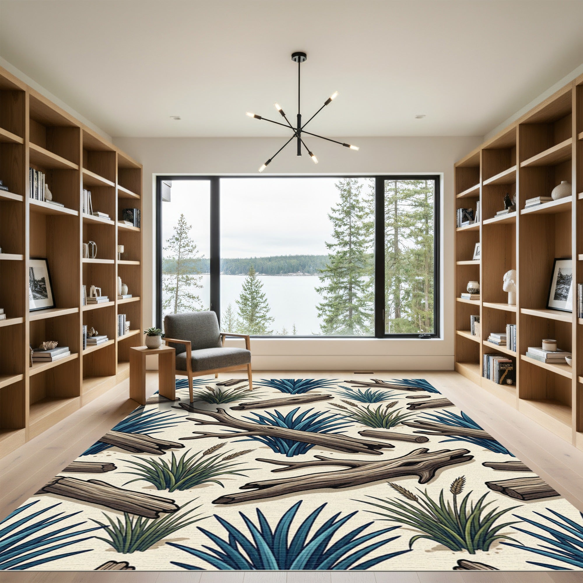 Rustic Blue Agave and Driftwood Forest Rug