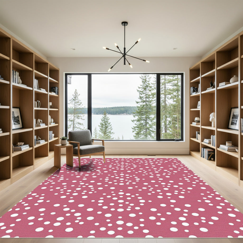 Rosy Pink Scattered Polka Dot Rug
