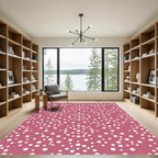 Rosy Pink Scattered Polka Dot Rug