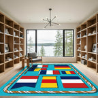 Nautical Flags Composition Blue Background Rug