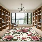 Romantic Blush Rose Floral Garden Rug