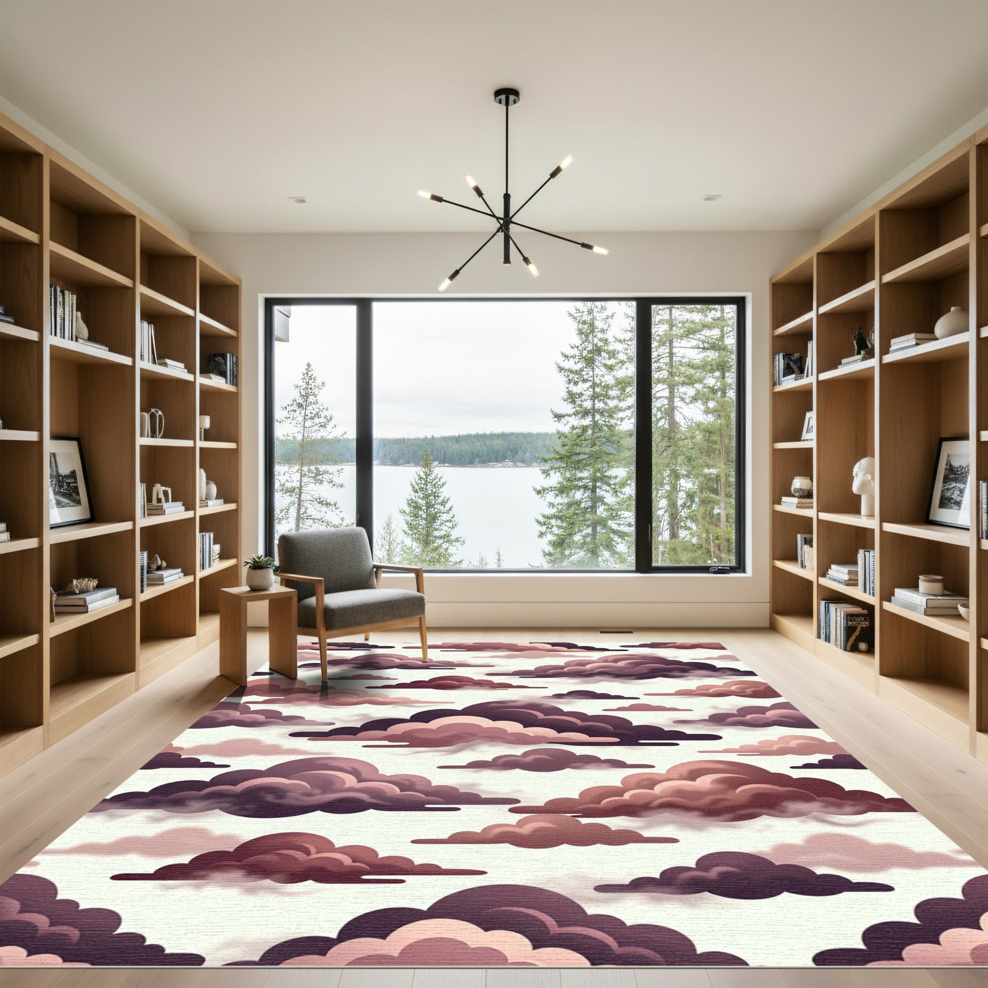 Dreamy Cloudscape Of Pink And Plum Rug