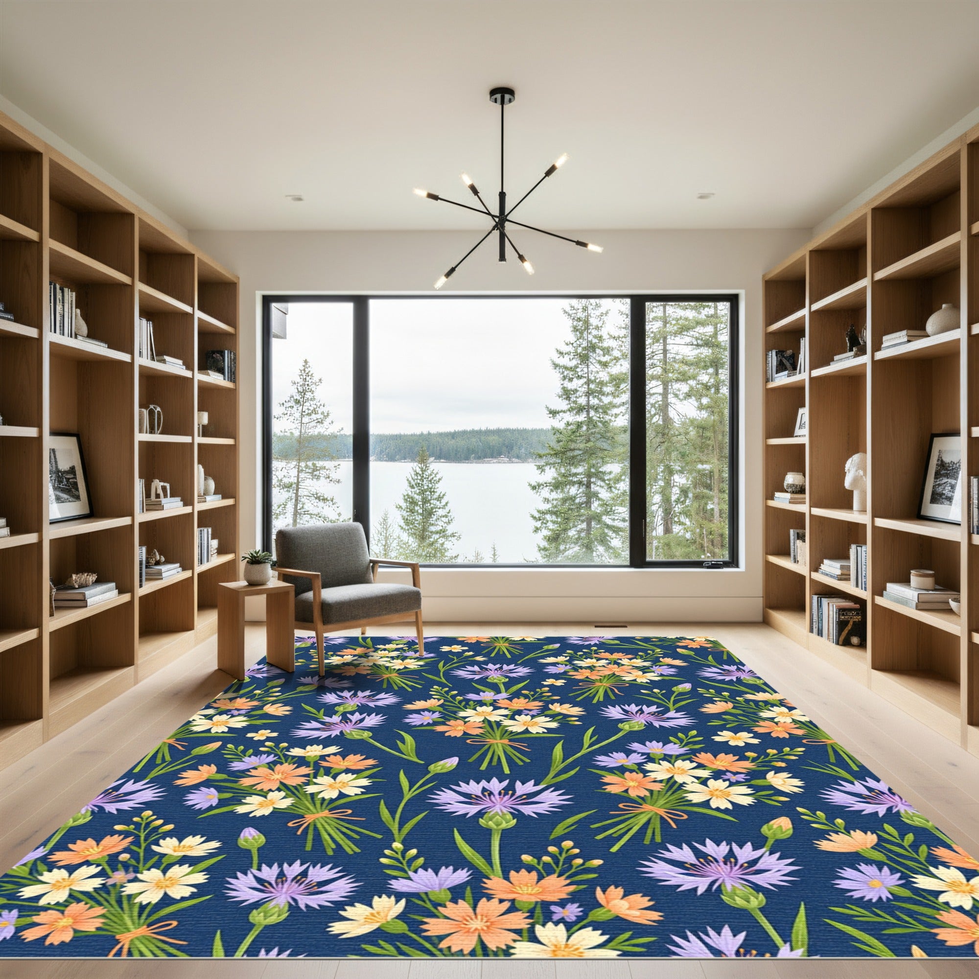 Pastel Floral Bouquet Cornflower Medley Rug