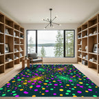 Vibrant Neon Polka Dot Confetti Art Rug
